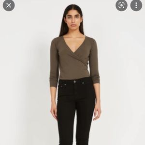 FRANK AND OAK brown wrap long sleeve